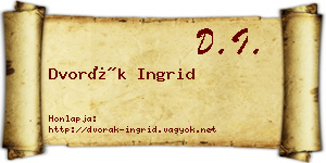 Dvorák Ingrid névjegykártya